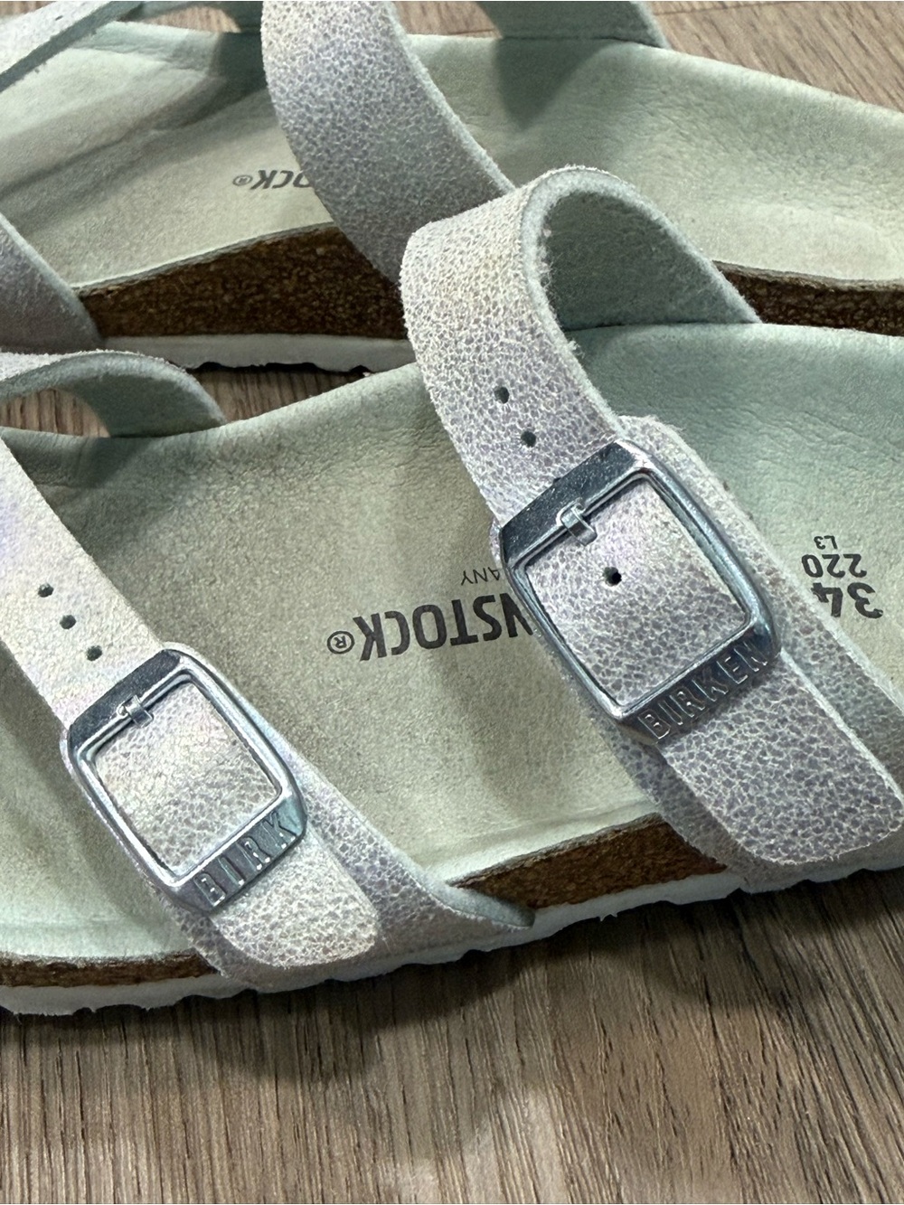 Birkenstock Silver Glitter Double-Strap Toe-Loop Sandals - Picture 4 of 5